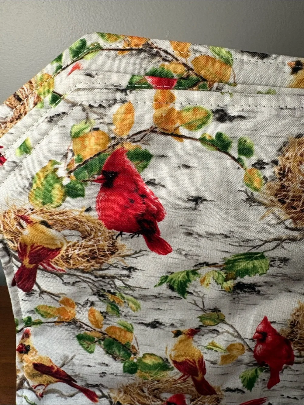 Yellow & Red Cardinals & Nest set of 4 Placemats Rustic Woodland